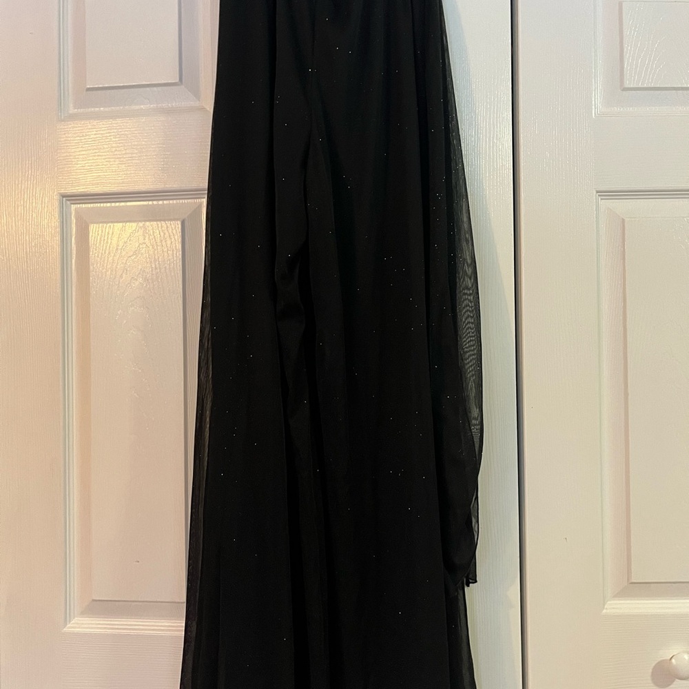 Onyx Nite Elegant Black Sheer Palazzo Wide Leg Pants